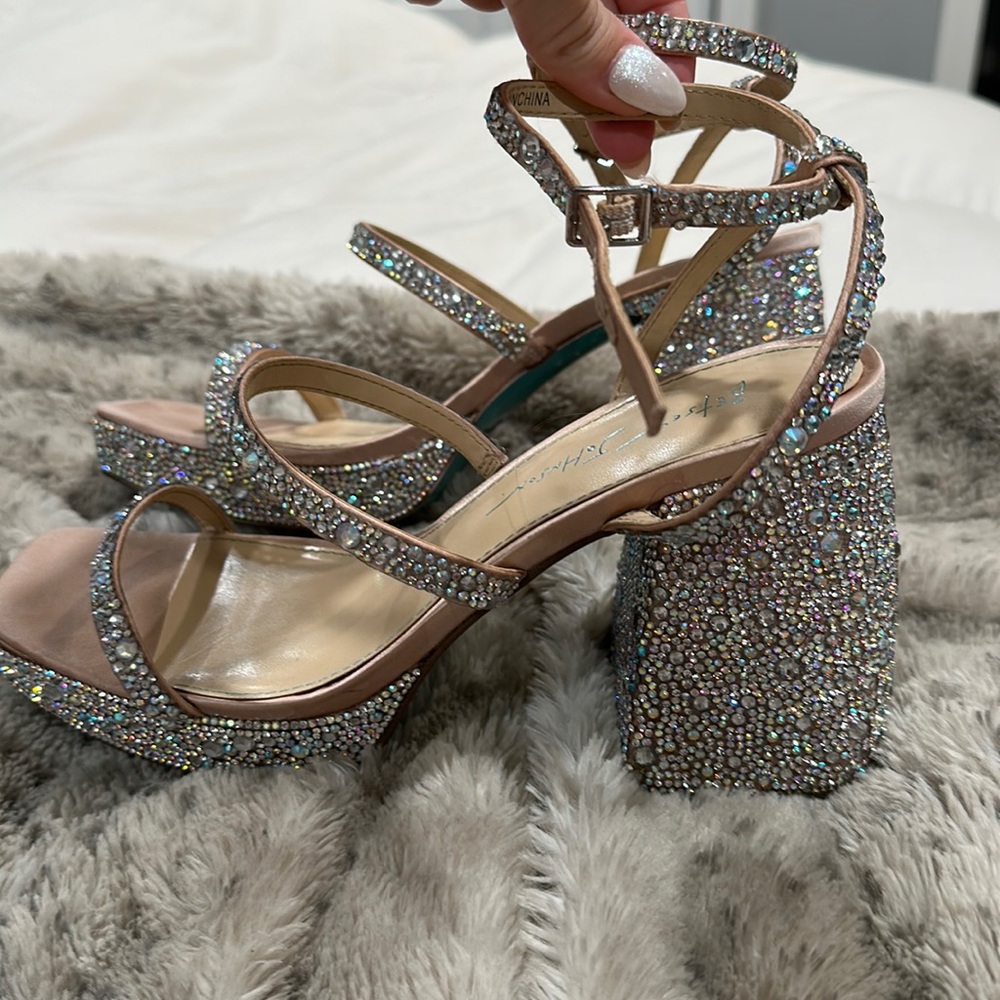 Betsey Johnson rhinestone block heels